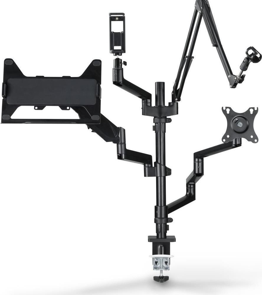 Hama Monitorhalterung für Streaming Setup, 4 Arme, höhenverstellbar, schwenkbar (00004663)