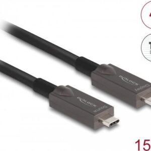 Delock - USB-Kabel - 24 pin USB-C (M) zu 24 pin USB-C (M) - USB 3,2 Gen 2 / DisplayPort 1,4  3 A - 15,0m - aktiv, USB Power Delivery (60W), unterstützt 4K 144 Hz (3840 x 2160), bis zu 10 Gbps Datentransferrate, DP Alt Modus-Support, 4K30Hz (3840 x 2160) Support (ohne DSC), 4K60Hz (3840 x 2160) Support (ohne DSC) - Anthrazit (84179)