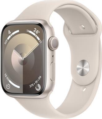 APPLE Watch Series 9 GPS 45mm Starlight Aluminium Case with Starlight Sport Band - M/L (MR973QF/A)