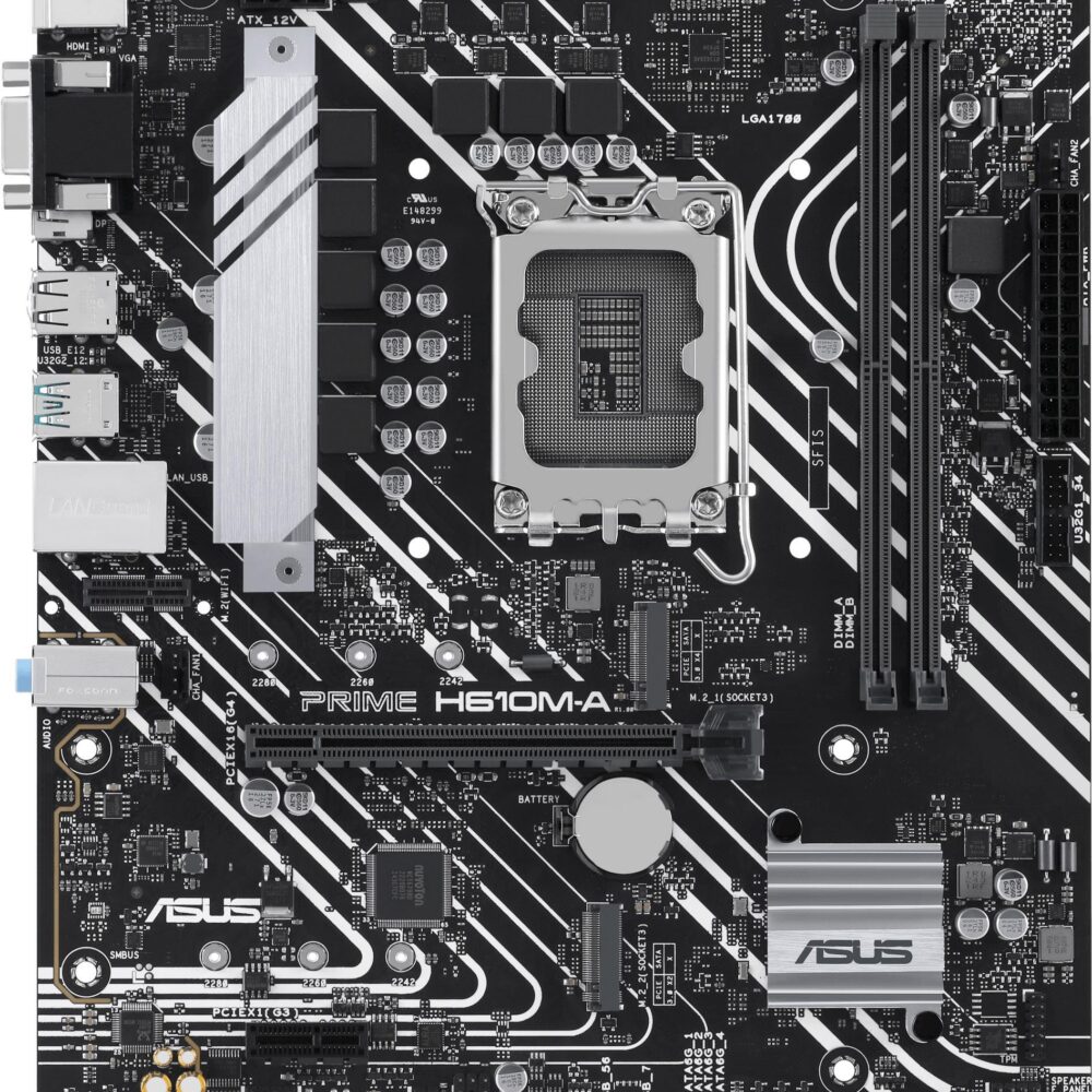 ASUS PRIME H610M-A-CSM - Motherboard - micro ATX - LGA1700-Sockel - H610 Chipsatz - USB 3,2 Gen 1, USB 3,2 Gen 2 - Gigabit LAN - Onboard-Grafik (CPU erforderlich) - HD Audio (8-Kanal) (90MB1G20-M0EAYC)