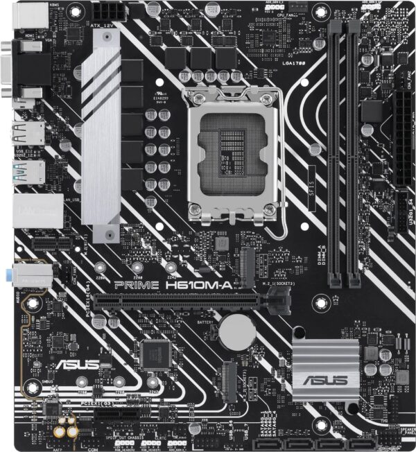 ASUS PRIME H610M-A-CSM - Motherboard - micro ATX - LGA1700-Sockel - H610 Chipsatz - USB 3,2 Gen 1, USB 3,2 Gen 2 - Gigabit LAN - Onboard-Grafik (CPU erforderlich) - HD Audio (8-Kanal) (90MB1G20-M0EAYC)