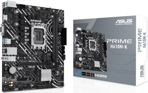 ASUS PRIME H610M-K - Motherboard - micro ATX - LGA1700-Sockel - H610 Chipsatz - USB 3,2 Gen 1 - Gigabit LAN - Onboard-Grafik (CPU erforderlich) - HD Audio (8-Kanal) (90MB1GA0-M0EAY0)