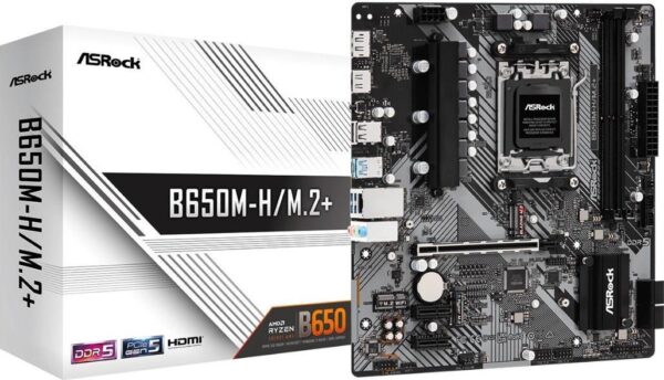 ASRock B650M-H/M.2+ - Motherboard - micro ATX - Socket AM5 - AMD B650 Chipsatz - USB-C 3,2 Gen 1, USB 3,2 Gen 1 - Gigabit LAN - Onboard-Grafik (CPU erforderlich) - HD Audio (8-Kanal) (90-MXBMS0-A0UAYZ)