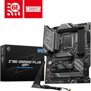 MSI Z790 Gaming Plus Wifi - Motherboard - ATX - LGA1700-Sockel - Z790 Chipsatz - USB-C 3,2 Gen 2x2, USB 3,2 Gen 2, USB 3,2 Gen 1, USB-C 3,2 Gen2 - 2,5 Gigabit LAN, Wi-Fi 6E, Bluetooth - Onboard-Grafik (CPU erforderlich) - HD Audio (8-Kanal) (7E06-026R)