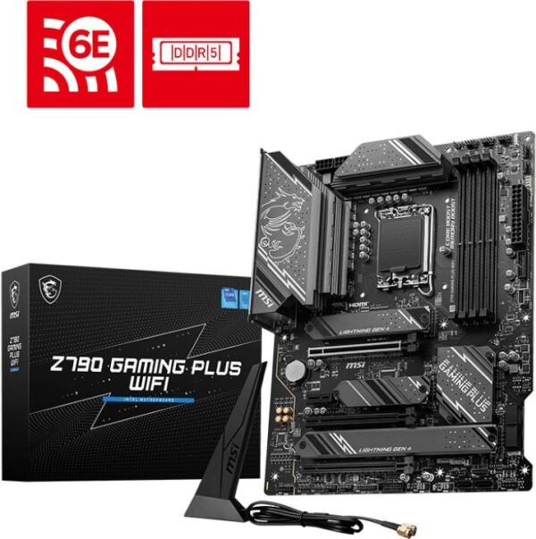 MSI Z790 Gaming Plus Wifi - Motherboard - ATX - LGA1700-Sockel - Z790 Chipsatz - USB-C 3,2 Gen 2x2, USB 3,2 Gen 2, USB 3,2 Gen 1, USB-C 3,2 Gen2 - 2,5 Gigabit LAN, Wi-Fi 6E, Bluetooth - Onboard-Grafik (CPU erforderlich) - HD Audio (8-Kanal) (7E06-026R)