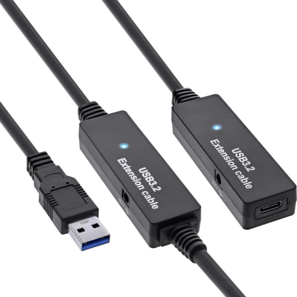 InLine USB 3.2 Gen.1 Aktiv-Verlängerung - USB-A Stecker an USB-C Buchse - 15m (35656B)