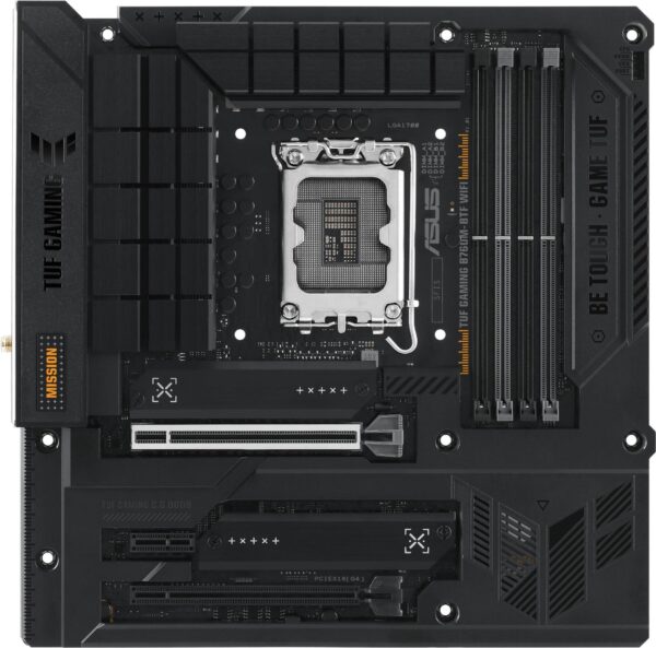 ASUS TUF GAMING B760M-BTF WIFI - Motherboard - micro ATX - LGA1700-Sockel - B760 Chipsatz - USB 3,2 Gen 1, USB 3,2 Gen 2, USB-C 3,2 Gen 2x2, USB-C 3,2 Gen 1 - 2,5 Gigabit LAN, Wi-Fi 6, Bluetooth - Onboard-Grafik (CPU erforderlich) - HD Audio (8-Kanal) (90MB1G50-M0EAY0)