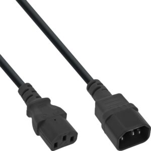 InLine 55er Bulk-Pack Kaltgeräteverlängerung C13 auf C14 schwarz - Kabel - Verlängerungskabel - Strom/Netzteil - 1 m - IEC (B-16631)