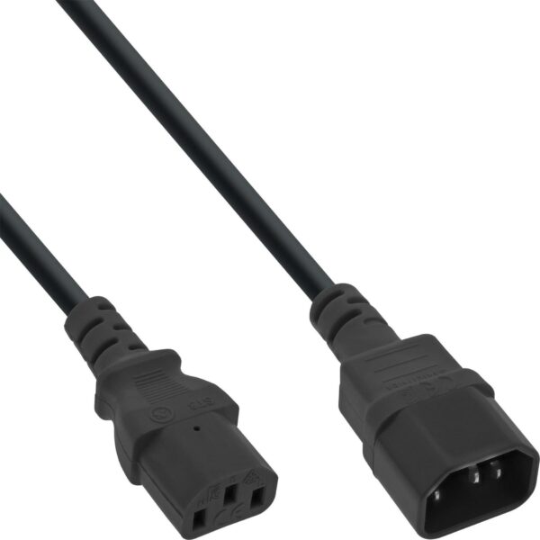 InLine 55er Bulk-Pack Kaltgeräteverlängerung C13 auf C14 schwarz - Kabel - Verlängerungskabel - Strom/Netzteil - 1 m - IEC (B-16631)
