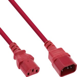 InLine 35er Bulk-Pack Kaltgeräteverlängerung C13 auf C14 rot 2m - Kabel - Verlängerungskabel - Strom/Netzteil - 2 m - IEC (B-16502R)
