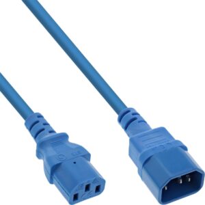 InLine 55er Bulk-Pack Kaltgeräteverlängerung C13 auf C14 blau 1m - Kabel - Verlängerungskabel - Strom/Netzteil - 1 m - IEC (B-16501B)