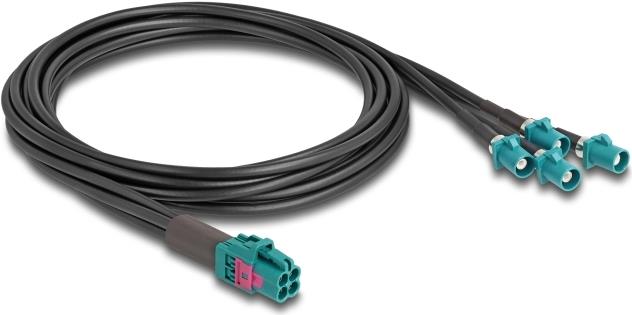 Delock - Antennenkabel - Mini FAKRA Z Steckverbinder quad (M) zu FAKRA Z-Anschluss (M) - 1,0m - RAL 5021, Wasserblau (90125)