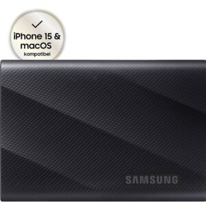 Samsung T9 MU-PG2T0B - SSD - verschlüsselt - 2 TB - extern (tragbar) - PCs, Macs, Android-Geräte, Smart TVs - USB 3.2 Gen 2x2 (USB-C Steckverbinder) - 256-Bit-AES - Schwarz (MU-PG2T0B/EU)