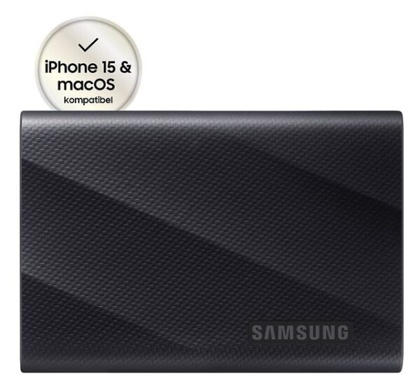 Samsung T9 MU-PG2T0B - SSD - verschlüsselt - 2 TB - extern (tragbar) - PCs, Macs, Android-Geräte, Smart TVs - USB 3.2 Gen 2x2 (USB-C Steckverbinder) - 256-Bit-AES - Schwarz (MU-PG2T0B/EU)