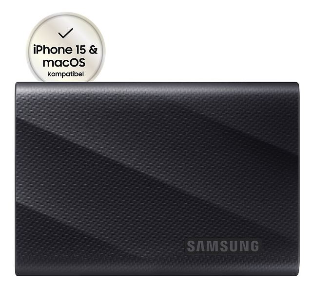 Samsung T9 MU-PG4T0B - SSD - verschlüsselt - 4 TB - extern (tragbar) - PCs, Macs, Android-Geräte, Smart TVs - USB 3.2 Gen 2x2 (USB-C Steckverbinder) - 256-Bit-AES - Schwarz (MU-PG4T0B/EU)