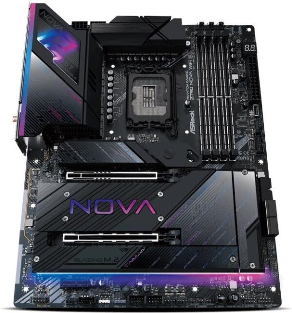 ASRock Phantom Gaming Z790 NOVA WiFi - Motherboard - ATX - LGA1700-Sockel - Z790 Chipsatz - USB 3,2 Gen 1, USB 3,2 Gen 2, USB-C 3,2 Gen 2x2, USB-C 3,2 Gen 1 - 2,5 Gigabit LAN, Wi-Fi 7, Bluetooth - Onboard-Grafik (CPU erforderlich) - HD Audio (8-Kanal) (90-MXBMB0-A0UAYZ)