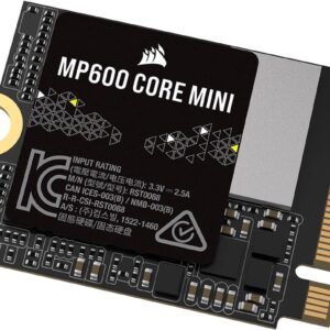 CORSAIR MP600 CORE MINI - SSD - verschlüsselt - 2TB - intern - M.2 2230 - PCIe 4,0 x4 (NVMe) - 256-Bit-AES (CSSD-F2000GBMP600CMN)