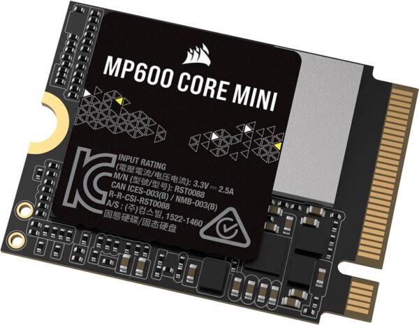 CORSAIR MP600 CORE MINI - SSD - verschlüsselt - 2TB - intern - M.2 2230 - PCIe 4,0 x4 (NVMe) - 256-Bit-AES (CSSD-F2000GBMP600CMN)