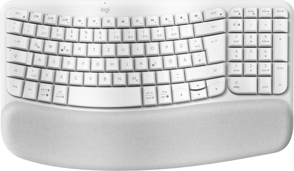 Logitech Ergo Series - Tastatur - kabellos - 2,4 GHz, Bluetooth LE - QWERTZ - Deutsch - Off-White (920-012284)