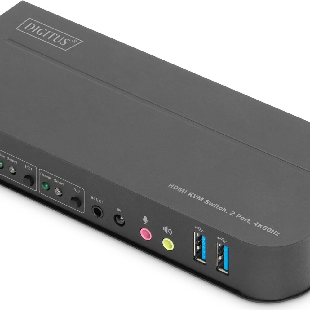 DIGITUS - KVM / Video / Audio Switch - 2 x KVM port(s) - Desktop, wandmontierbar (DS-12874)