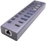 i-Tec - Netzteil - 90 Watt - 7,5 A - 16 Ausgabeanschlussstellen (16 x 4-poliger USB Typ A) - Space-grau (CACHARGEHUB9LAN)
