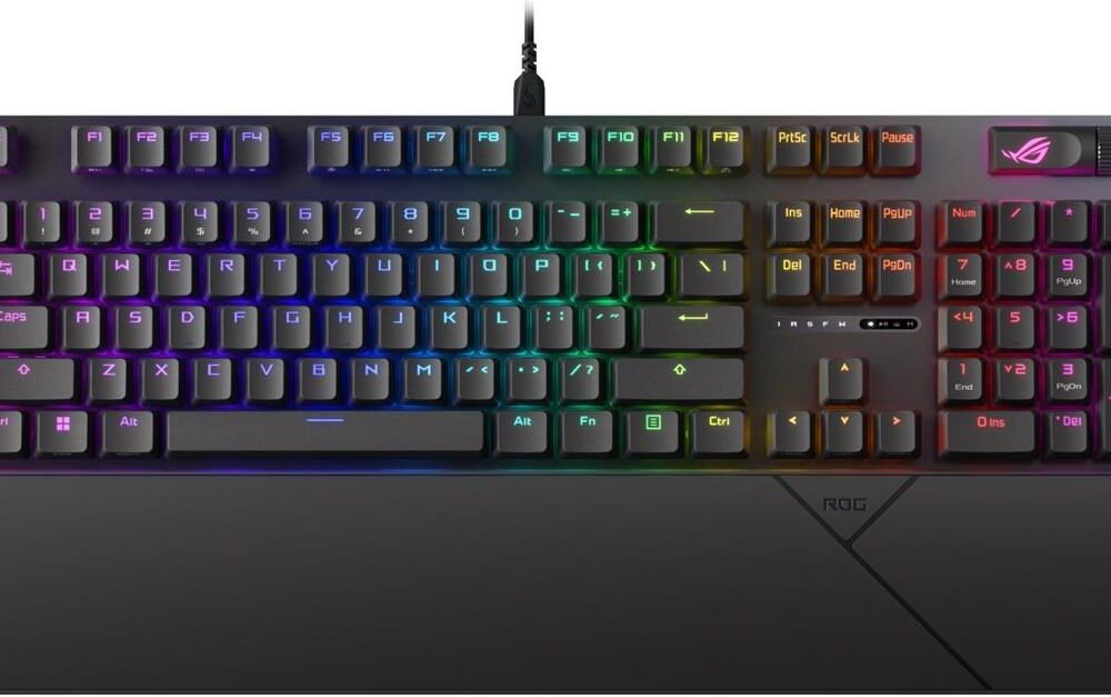 ASUS ROG Strix Scope II - Tastatur - Hotswap-fähig - backlit - kabellos - USB, 2.4 GHz, Bluetooth 5.1 - QWERTZ - Deutsch - Tastenschalter: ROG NX - Schwarz (90MP036A-BKDA01)