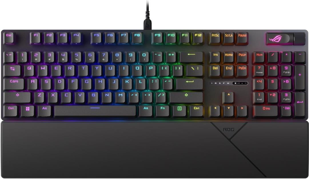 ASUS ROG Strix Scope II - Tastatur - Hotswap-fähig - backlit - kabellos - USB, 2.4 GHz, Bluetooth 5.1 - QWERTZ - Deutsch - Tastenschalter: ROG NX - Schwarz (90MP036A-BKDA01)