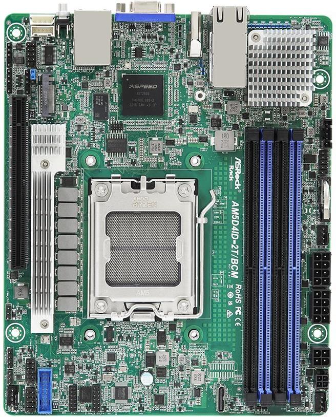 ASRock Rack AM5D4ID-2T/BCM - Motherboard - Deep Mini-IT - Socket AM5 - AMD X300 Chipsatz - USB 3,2 Gen 1 - 2 x 10 Gigabit LAN - Onboard-Grafik (AM5D4ID-2T/BCM)