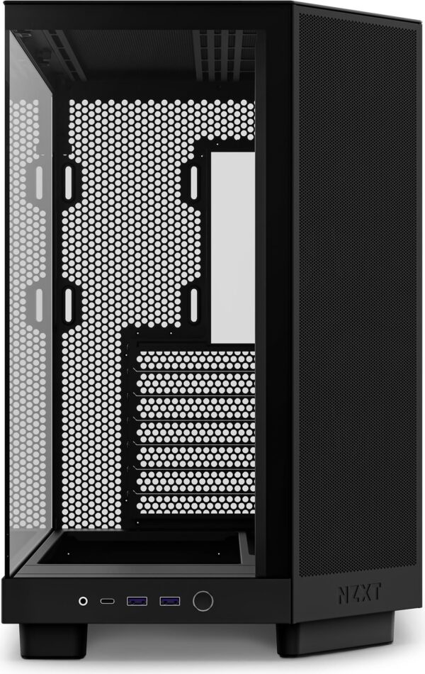 NZXT H series H6 Flow - Mid tower - ATX - Seitenteil mit Fenster (gehärtetes Glas) - keine Spannungsversorgung - mattschwarz - USB/Audio (CC-H61FB-01)