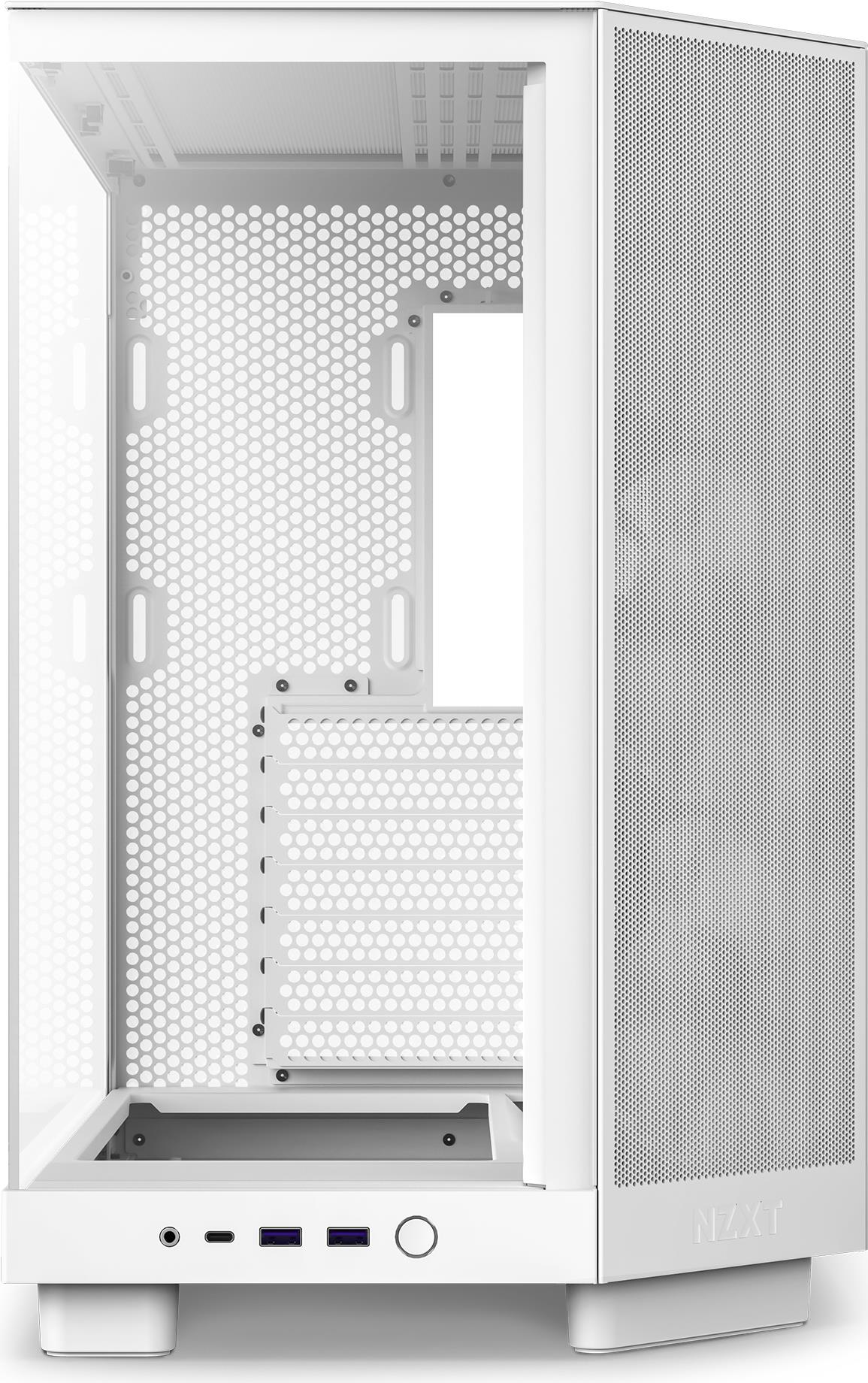 NZXT H series H6 Flow RGB - Mid tower - ATX - Seitenteil mit Fenster (gehärtetes Glas) - keine Spannungsversorgung - Mattes Weiß - USB/Audio (CC-H61FW-R1)