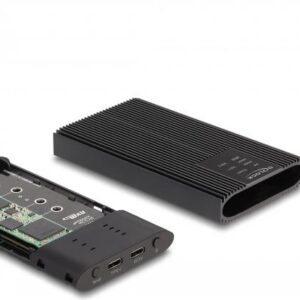 Delock - Speichergehäuse - M.2 - M.2 NVMe Card / PCIe (NVMe) - RAID JBOD, RAID 0, 1 - USB 3,2 (Gen 2x2) - Schwarz (42022)