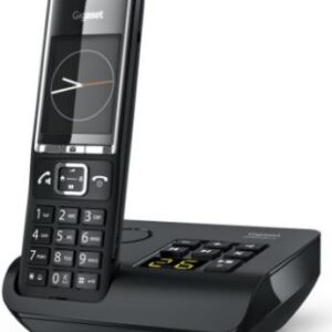 Gigaset COMFORT 550A. Typ: Analoges Telefon, Hörertyp: Kabelloses Mobilteil. Freisprecheinrichtung. Maximum Innenabstand: 50 m, Maximum Außenabstand: 300 m. Telefonbuch Kapazität: 200 Eintragungen. Anrufer-Identifikation. Bildschirmdiagonale: 5,59 cm (2.2 Zoll). SMS (Kurznachrichtendienst). Produktfarbe: Schwarz. Anzahl enthaltener Handsets: 1 (S30852-H3021-B104)