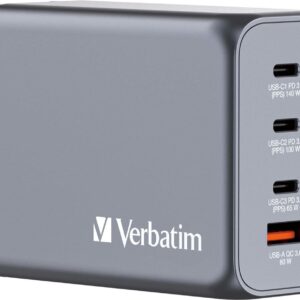 Verbatim - Netzteil - GaN - 240 Watt - 5 A - Power Delivery 3,1, QC 3,0, PD 3,0, PD/PPS - 4 Ausgabeanschlussstellen (3 x USB-C, USB Typ A) (32205)