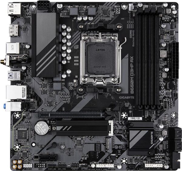 Gigabyte B650M D3HP AX - 1,0 - Motherboard - micro ATX - Socket AM5 - AMD B650 Chipsatz - USB 3,2 Gen 1, USB-C 3,2 Gen 1 - 2,5 Gigabit LAN, Wi-Fi 6E, Bluetooth - Onboard-Grafik (CPU erforderlich) - HD Audio (8-Kanal) (B650M D3HP AX)