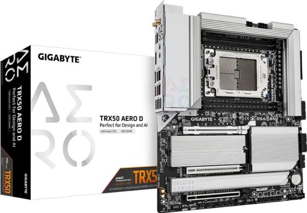 Gigabyte TRX50 AERO D - 1,0 - Motherboard - E-ATX - Socket sTR5 - AMD TRX50 Chipsatz - USB 3,2 Gen 1, USB 3,2 Gen 2, USB4, USB-C 3,2 Gen 2x2 - 10 Gigabit LAN, 2,5 Gigabit LAN, Bluetooth, Wi-Fi 7 - HD Audio (8-Kanal) (TRX50 AERO D)