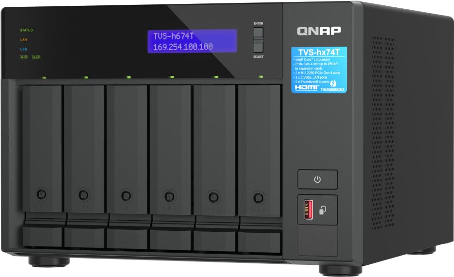 QNAP TVS-H674T - NAS-Server - 6 Schächte - SATA 6Gb/s - RAID 0, 1, 5, 6, 10, JBOD, 50 - RAM 32GB - 2,5 Gigabit Ethernet - iSCSI Support (TVS-h674T-i5-32G)