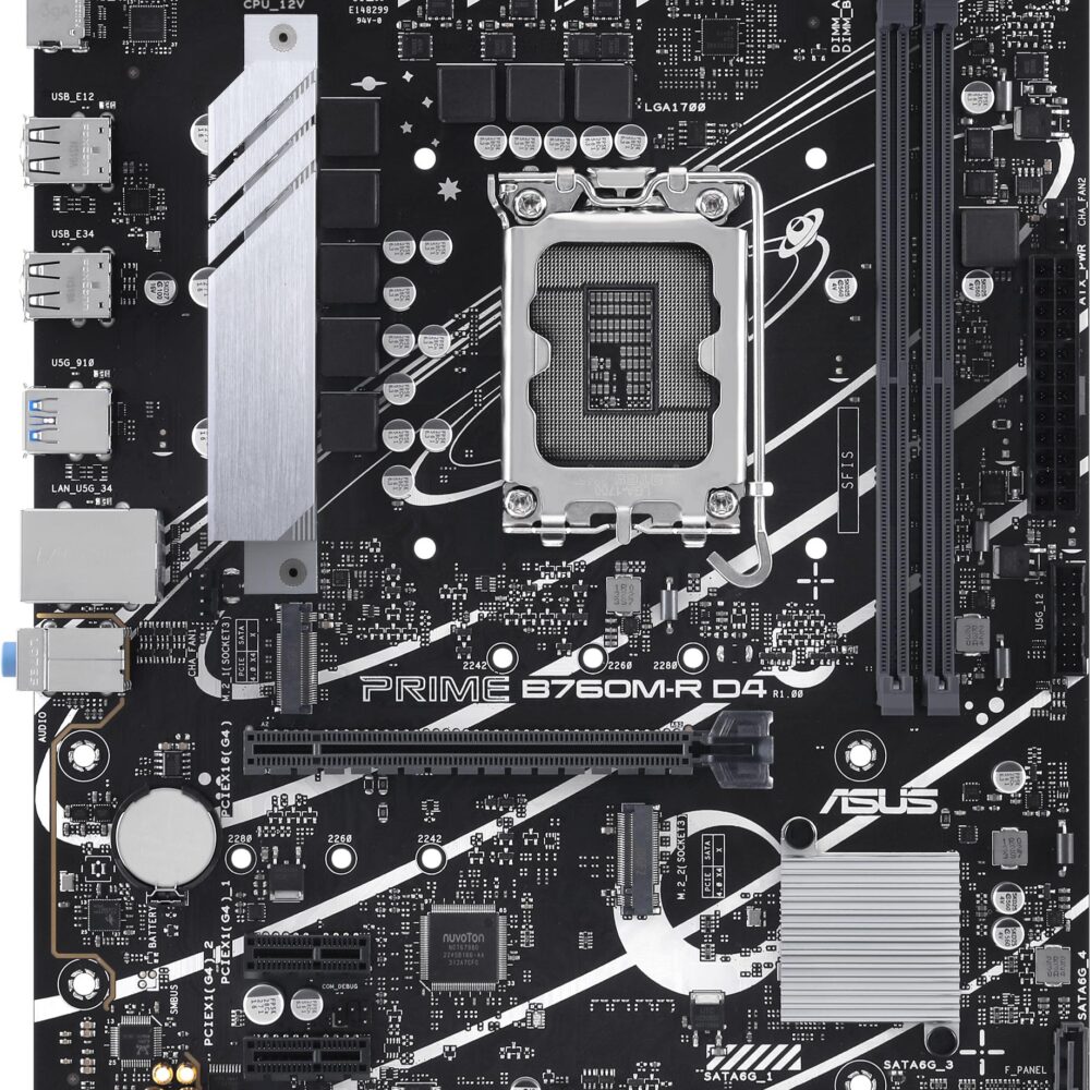 ASUS PRO B760M-R D4 - Motherboard - micro ATX - LGA1700-Sockel - B760 Chipsatz - USB 3,2 Gen 1 - 2,5 Gigabit LAN - Onboard-Grafik (CPU erforderlich) - HD Audio (8-Kanal) (90MB1HA0-M0EAY0)