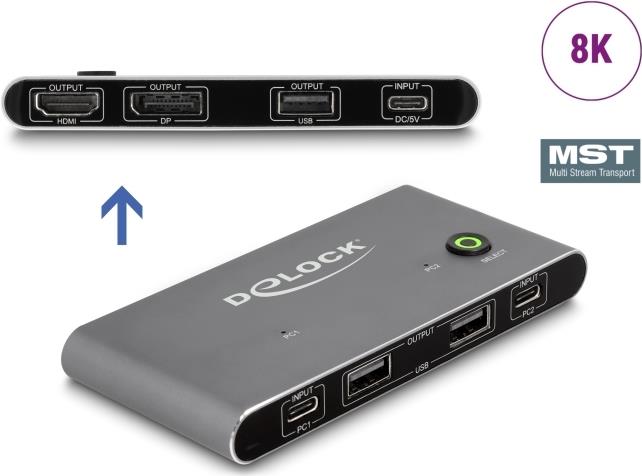 DeLOCK 11485 Tastatur/Video/Maus (KVM)-Switch Anthrazit (11485)