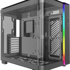 MONTECH KING 95 PRO Midi-Tower Tempered Glass ARGB - rot - Gut ausgestatteter Midi-Tower - Vorderseite und Seitenteil aus Tempered Glass - linkes Seitenteil und Deckel mit Lüftungsschlitzen - 6x 140er-ARGB-PWM-Lüfter vorinstalliert - GPU-Länge von bis 420 mm - ARGB-Strip an der Front - bis zu zwei Netzteile möglic ... (KING95PROR)