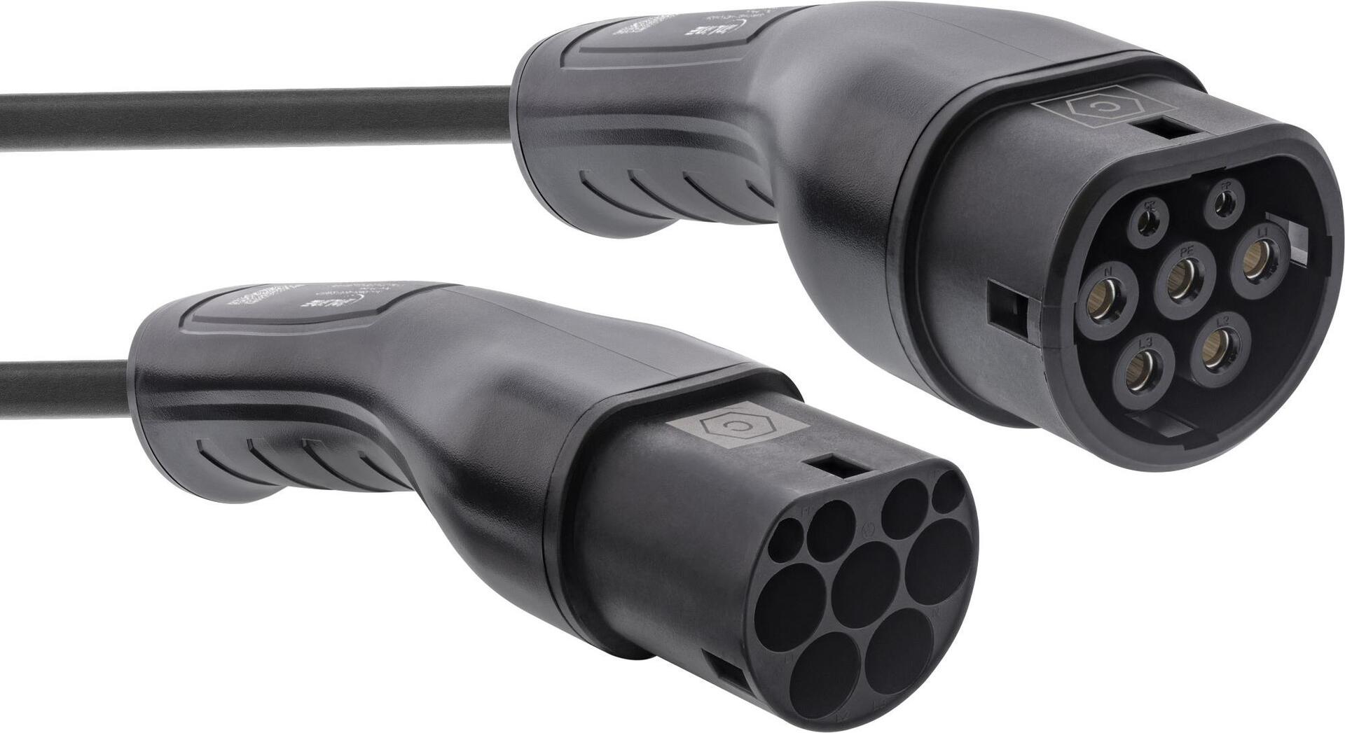 InLine® EV Spiral-Autoladekabel 11kW Typ2, 3-phasig, 5m (16275S)