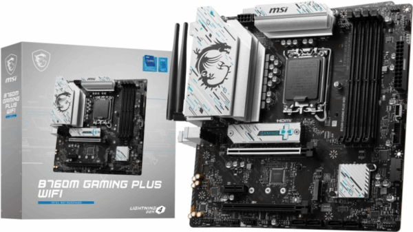 MSI B760M GAMING PLUS WIFI - Motherboard - micro ATX - LGA1700-Sockel - B760 Chipsatz - USB 3,2 Gen 1, USB 3,2 Gen 2, USB-C 3,2 Gen 1 - 2,5 Gigabit LAN, Wi-Fi 6E, Bluetooth - Onboard-Grafik (CPU erforderlich) - HD Audio (8-Kanal) (7D99-017R)