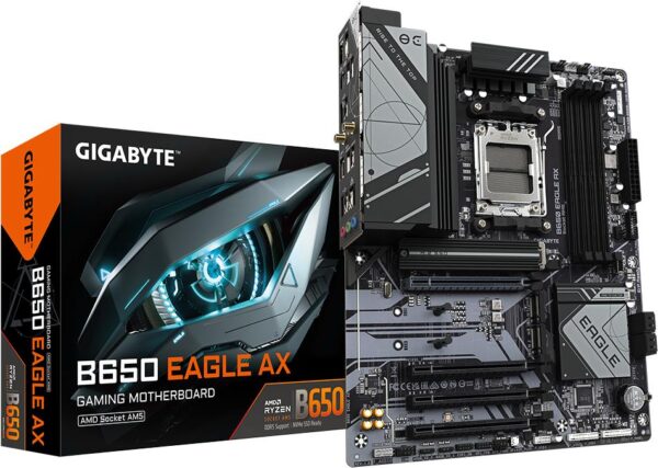 Gigabyte B650 EAGLE AX - Motherboard - ATX - Socket AM5 - AMD B650 Chipsatz - USB-C 3,2 Gen 1, USB 3,2 Gen 2, USB 3,2 Gen 1 - Gigabit LAN - Onboard-Grafik (CPU erforderlich) - HD Audio (8-Kanal) (B650 EAGLE AX)