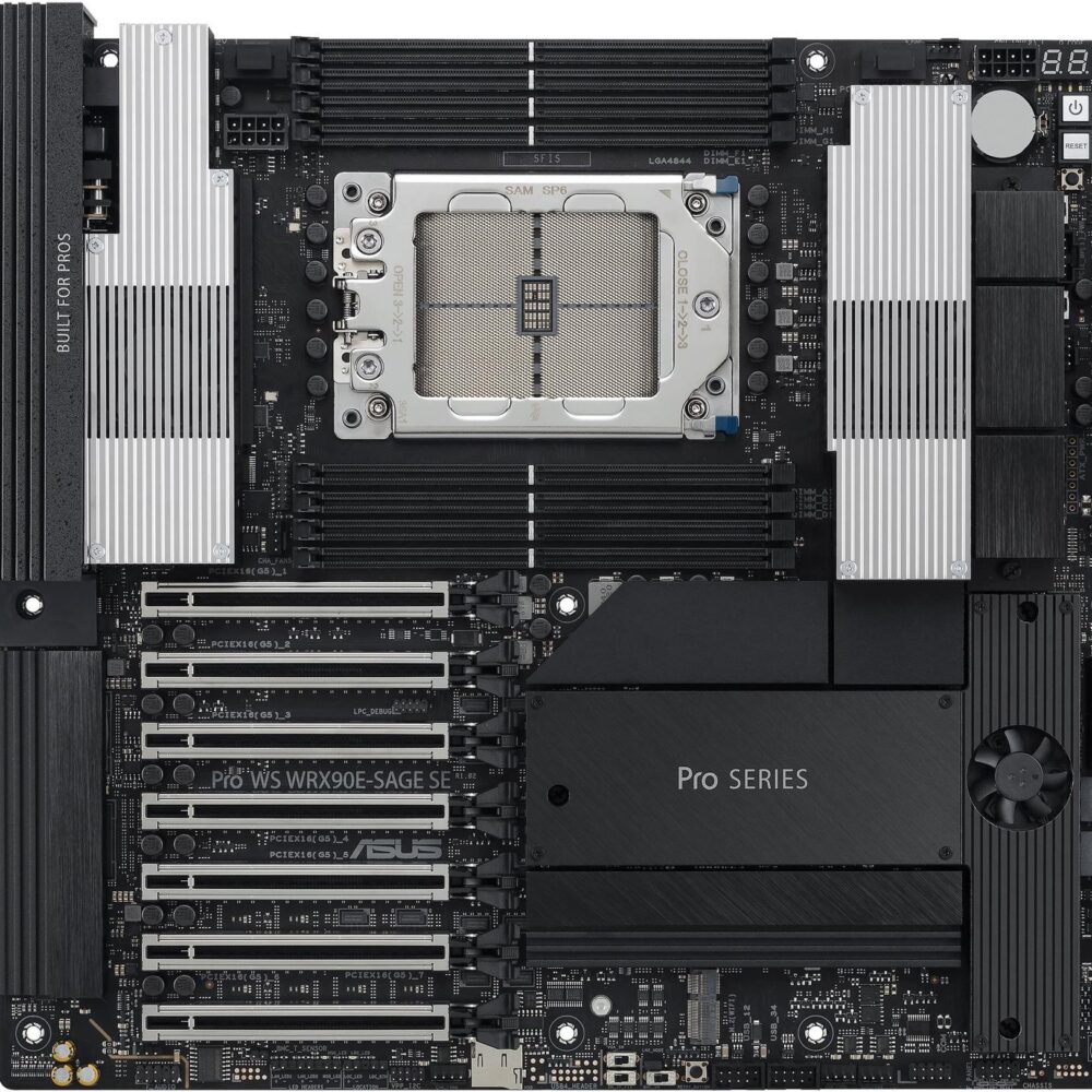 ASUS PRO WS WRX90E-SAGE SE - Motherboard - SSI EEB AST2600 - Socket sTR5 - AMD WRX90 Chipsatz - USB 3,2 Gen 1, USB-C 3,2 Gen 2x2, USB4 - Gigabit LAN - Onboard-Grafik (CPU erforderlich) - HD Audio (6-Kanal) (90MB1FW0-M0EAY0)