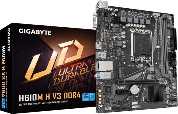Gigabyte H610M H V3 DDR4 - 1,0 - Motherboard - micro ATX - LGA1700-Sockel - H610 Chipsatz - USB 3,2 Gen 1 - Gigabit LAN - Onboard-Grafik (CPU erforderlich) - HD Audio (8-Kanal) (H610M H V3 DDR4)