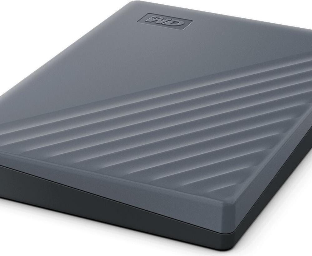 WD My Passport WDBWML0020BGY - Festplatte - verschlüsselt - 2TB - extern (tragbar) - USB 3,2 Gen 1 (USB-C Steckverbinder) - 256-Bit-AES - Silicon Gray (WDBWML0020BGY-WESN)