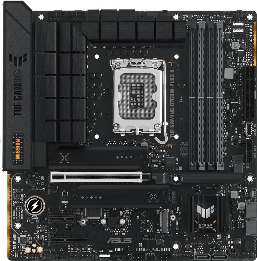 ASUS TUF GAMING B760M-PLUS II - Motherboard - micro ATX - LGA1700-Sockel - B760 Chipsatz - USB-C 3,2 Gen 2x2, USB 3,2 Gen 2, USB 3,2 Gen 1 - 2,5 Gigabit LAN - Onboard-Grafik (CPU erforderlich) - HD Audio (8-Kanal) (90MB1HD0-M0EAY0)