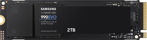Samsung 990 EVO MZ-V9E2T0BW - SSD - verschlüsselt - 2TB - intern - M.2 2280 - PCIe 5,0 x2 (NVMe) - 256-Bit-AES - TCG Opal Encryption 2,0 (MZ-V9E2T0BW)