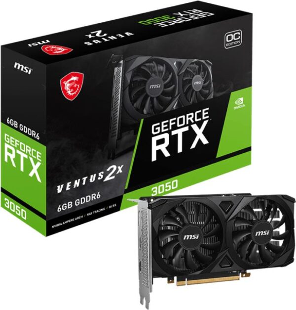 MSI GeForce RTX 3050 VENTUS 2X 6G OC - Grafikkarten - GF RTX 3050 - 6GB GDDR6 - PCIe 4,0 x16 - 2 x HDMI, DisplayPort (V812-015R)
