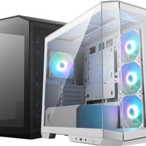 MSI MAG PANO M100R PZ - microATX Tower - Seitenteil mit Fenster (gehärtetes Glas) - keine Spannungsversorgung (ATX) - weiß - USB/Audio (306-7G24W21-809)