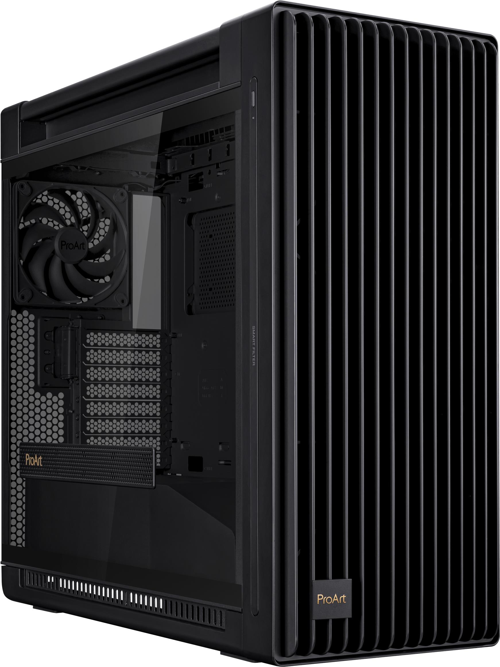 ASUS ProArt PA602 - Mid tower - Seitenteil mit Fenster (gehärtetes Glas) - keine Spannungsversorgung - Schwarz - USB/Audio (90DC00J0-B09000)